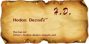 Hodos Dezső névjegykártya